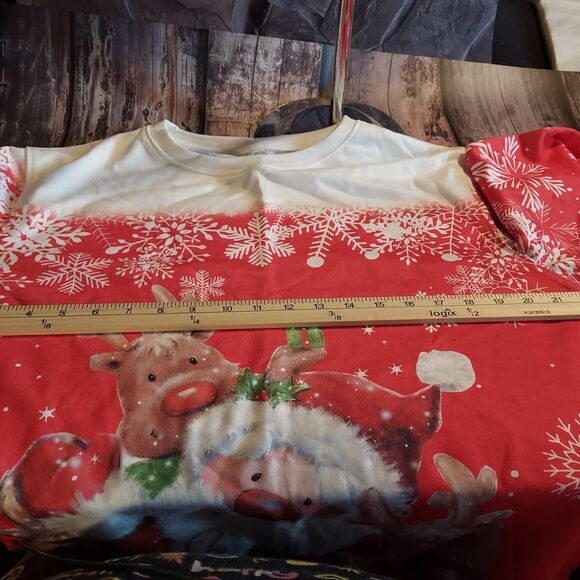Festive Red Reindeer And Santa Ladies Sweatshirt - Picture 3 of 9
